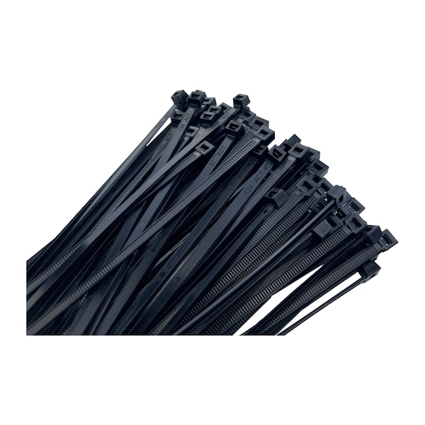11 Long Heavy-Duty Black Nylon Ties With 50 Lb Tensile Strength 100/pk